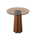 Masuta de cafea, Neostill, Thales, 50x50x50 cm, Sticla temperata, Bronz / Nuc