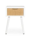 Noptiera Charley, Bizzotto, 40 x 30 x 57 cm, MDF/paulownia/pin/otel, alb/natural