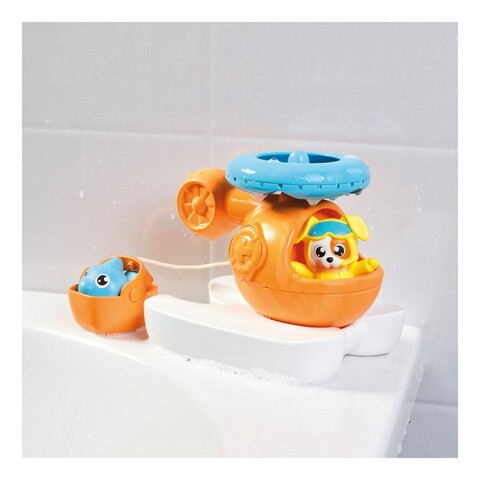 Jucarie de baie, Elicopter de salvare Tomy, 23x16x16 cm, plastic, portocaliu