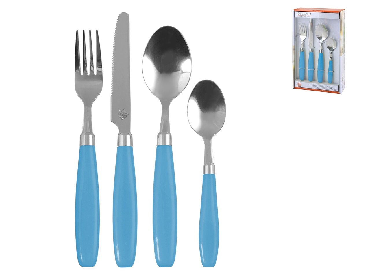 Set Tacamuri 24 Piese Dinamika, Pengo, Inox/plastic, Albastru