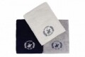 Set 3 prosoape de baie Beverly Hills Polo Club, 70x140 cm, 100% bumbac, White/Grey/Dark Blue