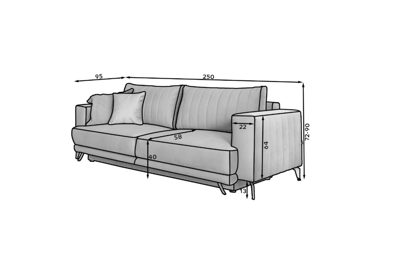 Canapea extensibila 4 locuri ELTAP, SO-ELI-18SO, Elise, 250x95x90 cm, lemn/poliester, bej
