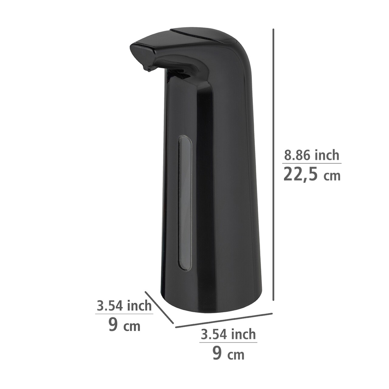 Dozator automat pentru sapun/dezinfectant, Wenko, Larino, 400 ml, 9 x 9 x 22.5 cm, plastic, negru - 1 | YEO