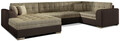 Coltar extensibil stanga 5 locuri ELTAP, Damario, 338x189x78 cm, lemn/poliester, bej inchis/maro inchis