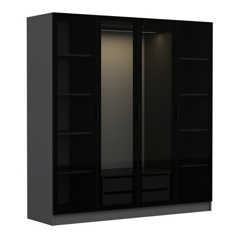 Dulap pentru haine, Minerva, Kale, 180x210x52 cm, PAL, Antracit / Negru
