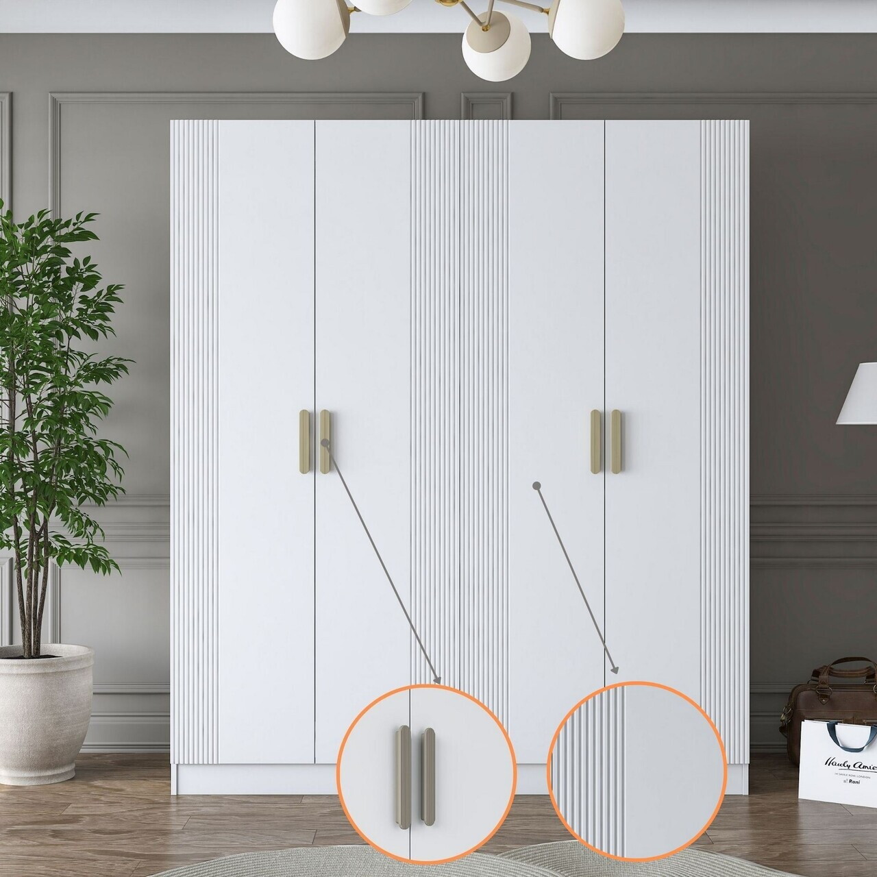 Dulap pentru haine, Hanah Home, BA186, 180x210x57.5 cm, PAL melaminat, Alb - view 2