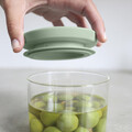 Set 3 recipiente depozitare, Brabantia, Stackable, 300 ml, 600 ml, 1.1 L, sticla borosilicata, gri inchis