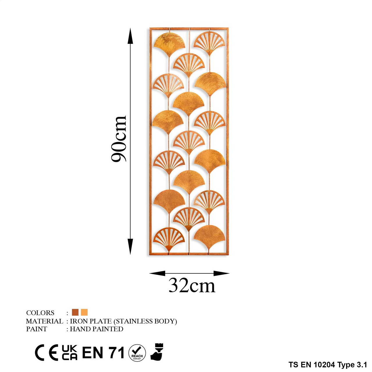 Decoratiune de perete, Fan, Metal, Dimensiune: 32 x 90 cm, Multicolor