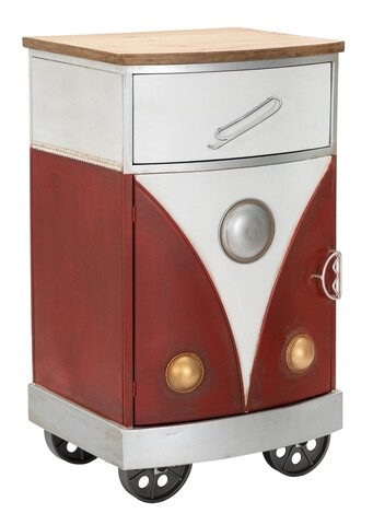 Noptiera Van, Mauro Ferretti, 46x42x80 cm, lemn de brad, rosu/alb 46x42x80 imagine 2022