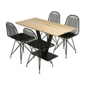 Set masa cu 4 scaune, Puqa Design, Sun, lemn de pin/metal, stejar/negru