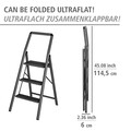 Scara pliabila cu sistem antiderapant Compact, Wenko, 48x57x106.5 cm, aluminiu/cauciuc, negru/gri
