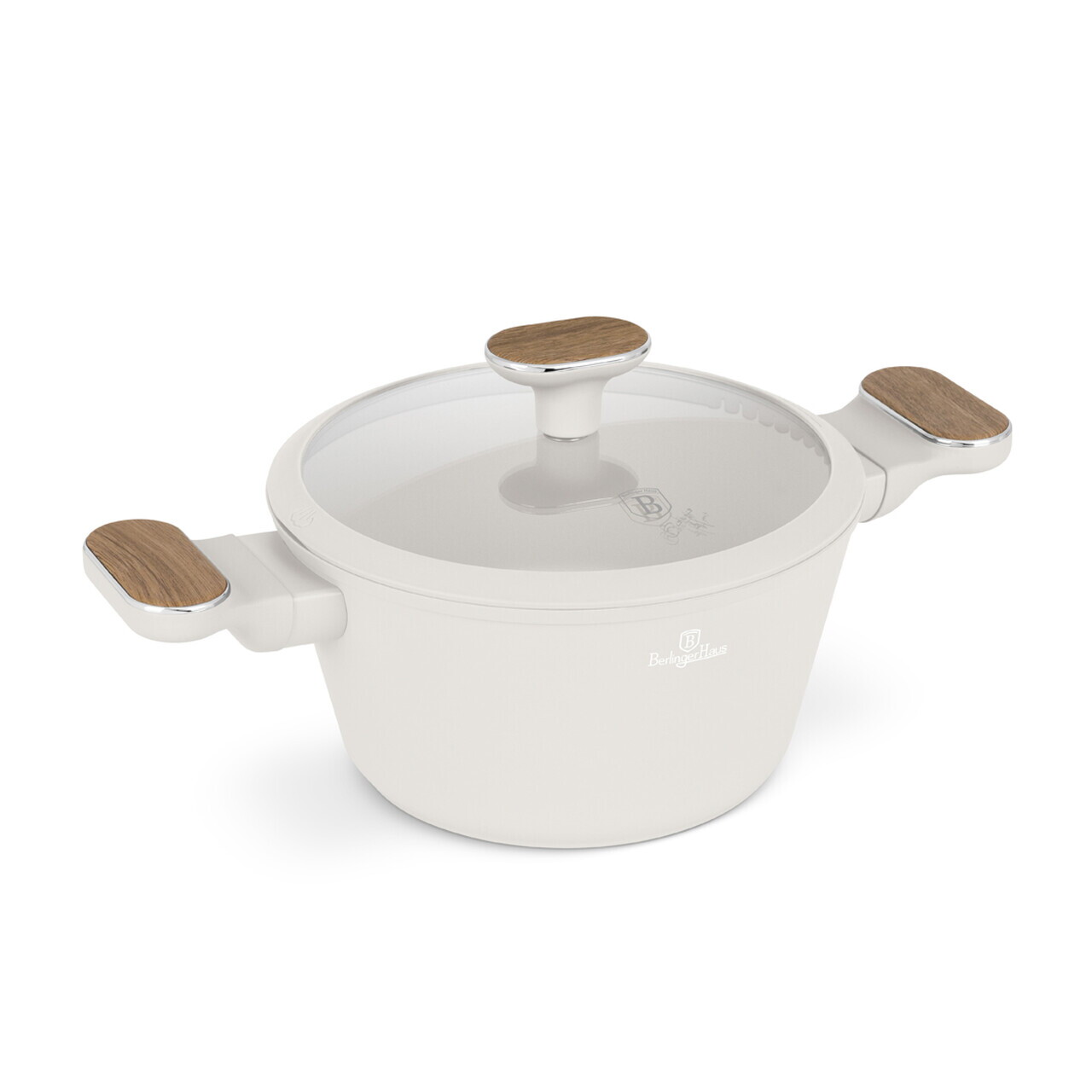 Oala cu capac Berlinger Haus, Sahara Nordic, 20 cm, 2.6 L, aluminiu forjat, crem mat/natur - imagine 5