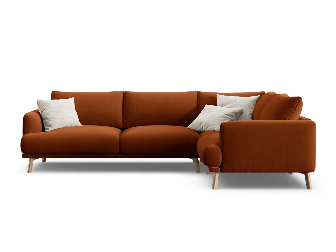 Coltar dreapta 4 locuri, Naomi, Micadoni Home, 280x195x75 cm, catifea, teracota
