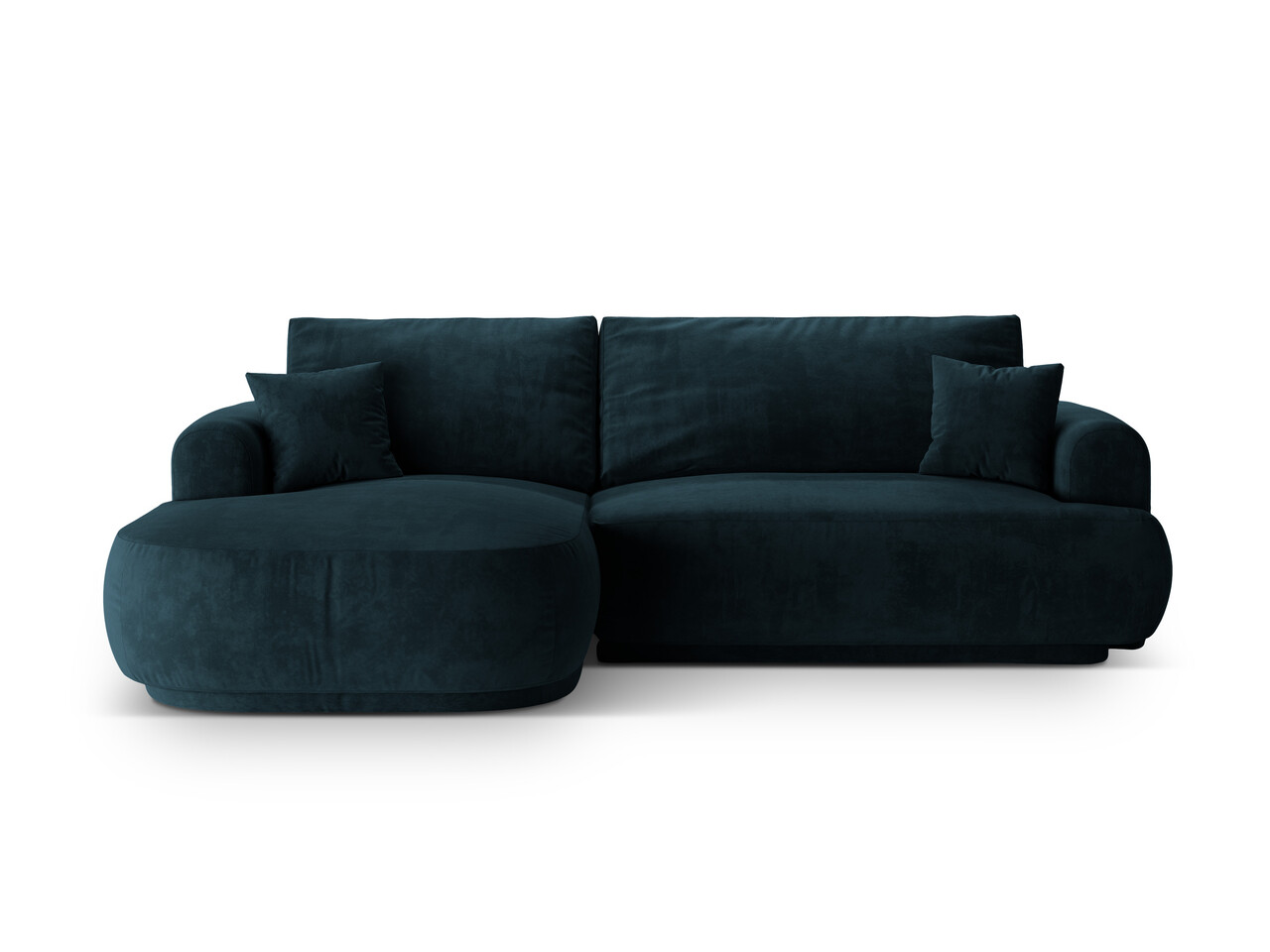 Coltar extensibil stanga 5 locuri, modular, cu lada depozitare, Ella, Micadoni Home, 271x174x94 cm, catifea, petrol inchis