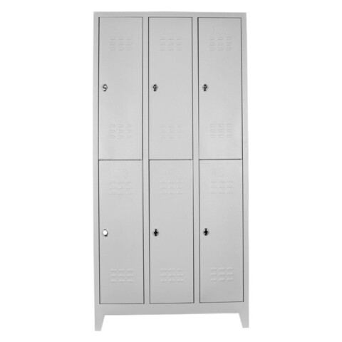 Dulap de depozitare cu incuietoare, Shelvoria, Js1014, 117x200x40 cm, Otel, Gri deschis