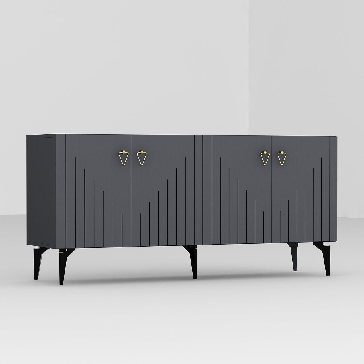 Consola, Hanah Home, Meda, 150x79x40 cm, PAL , Antracit / Aur - view 5