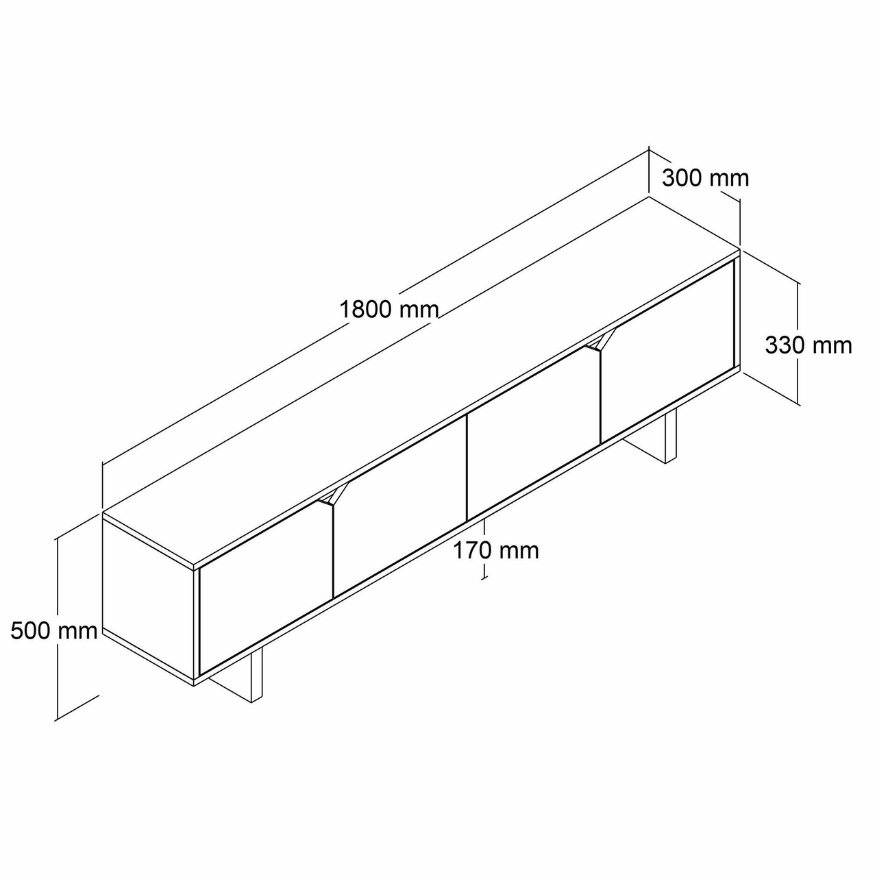 Comoda TV, Hanah Home, Doruk, 180x50x30 cm, Alb - view 6