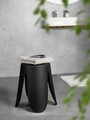 Scaunel pentru baie Comiso, Wenko, 44.5x46 cm, plastic/poliuretan, negru