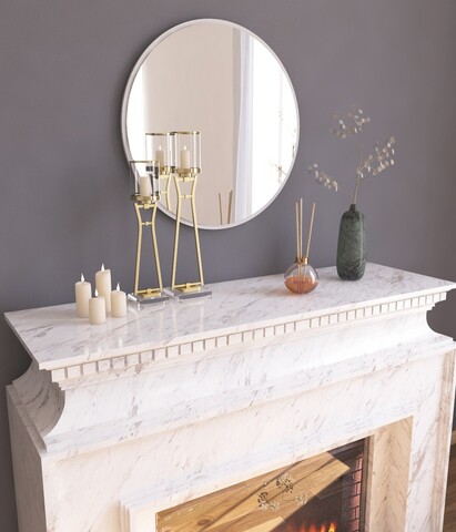 Oglinda decorativa, Siam, Ozze, 60x60x2.2 cm, MDF , Alb