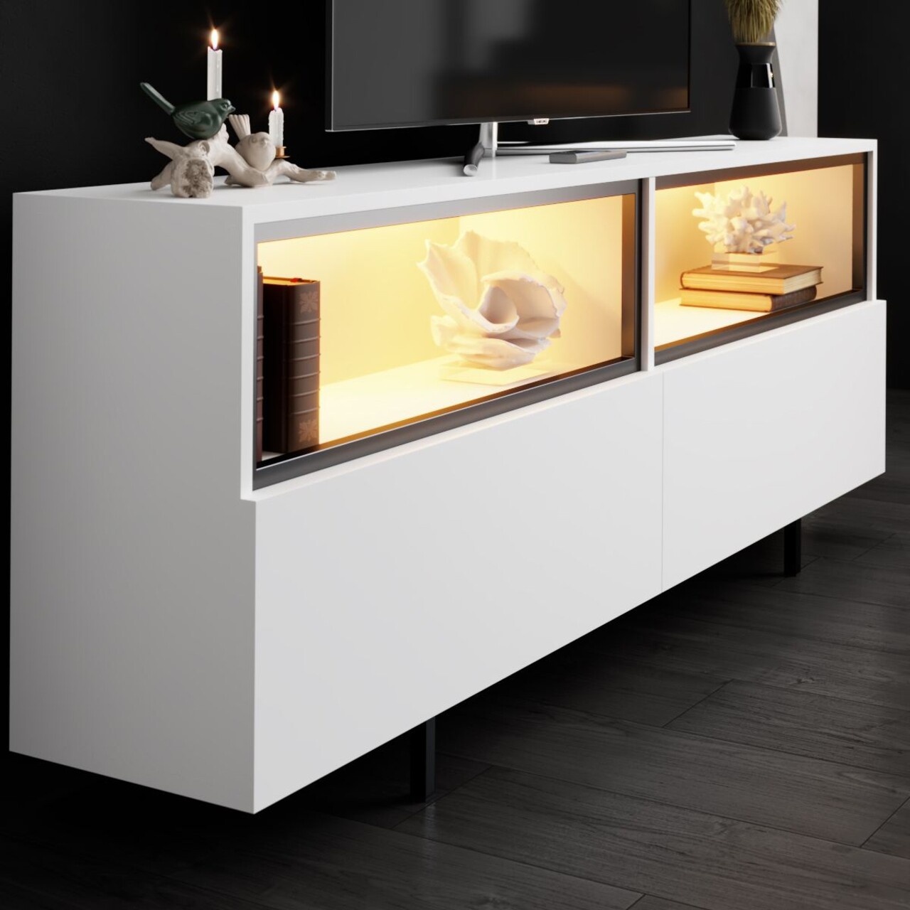 Comoda TV, Hanah Home, Ekol Up, 180x67x32 cm, Alb - view 4