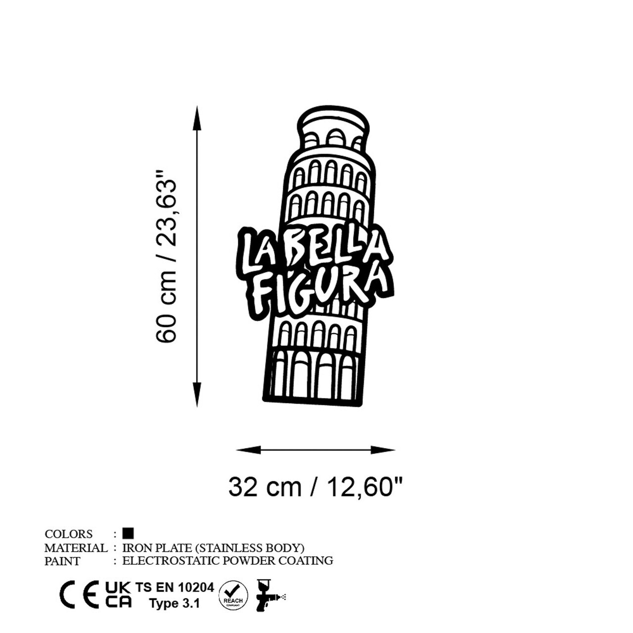 Decoratiune de perete, Bella Figura 2, Dimensiune: 32 x 60 cm, Negru — imaginea 6