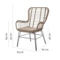 Scaun pentru gradina Ariki v1, 63 x 67 x 97 cm, otel/ratan sintetic