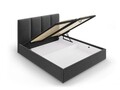 Pat tapitat cu somiera rabatabila si lada depozitare, Juniper, Mazzini Sofas, 208x170x104 cm, catifea, gri inchis