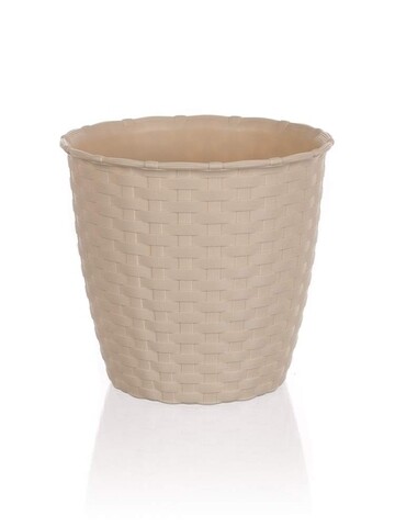 Poza Ghiveci, Rattan Creamy, Vetro-Plus, 14x12.8 cm, plastic, crem