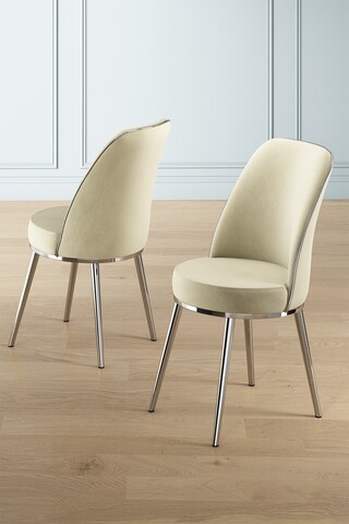 Set scaune 4 piese, Charlotte, Pefa, Crem / Crom