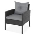 Set mobilier pentru gradina/terasa, Clary, 6 piese, otel/fibre sintetice, negru/gri