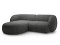 Coltar stanga 2 locuri, Kate, Micadoni, 255x176x76 cm, tesatura structurata, gri inchis melanj