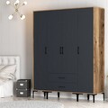 Dulap pentru haine, Hommy Craft, Kumsal STS, 160x47.5x201.4 cm, PAL, Nuc / Antracit