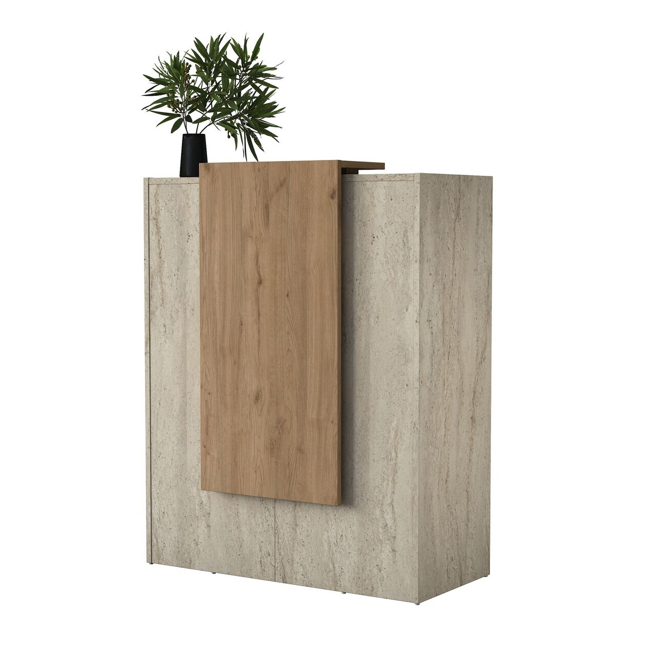 Masa de receptie, Hanah Home, MA104, 90x110x40 cm, PAL melaminat, Travertin / Nuc - view 6