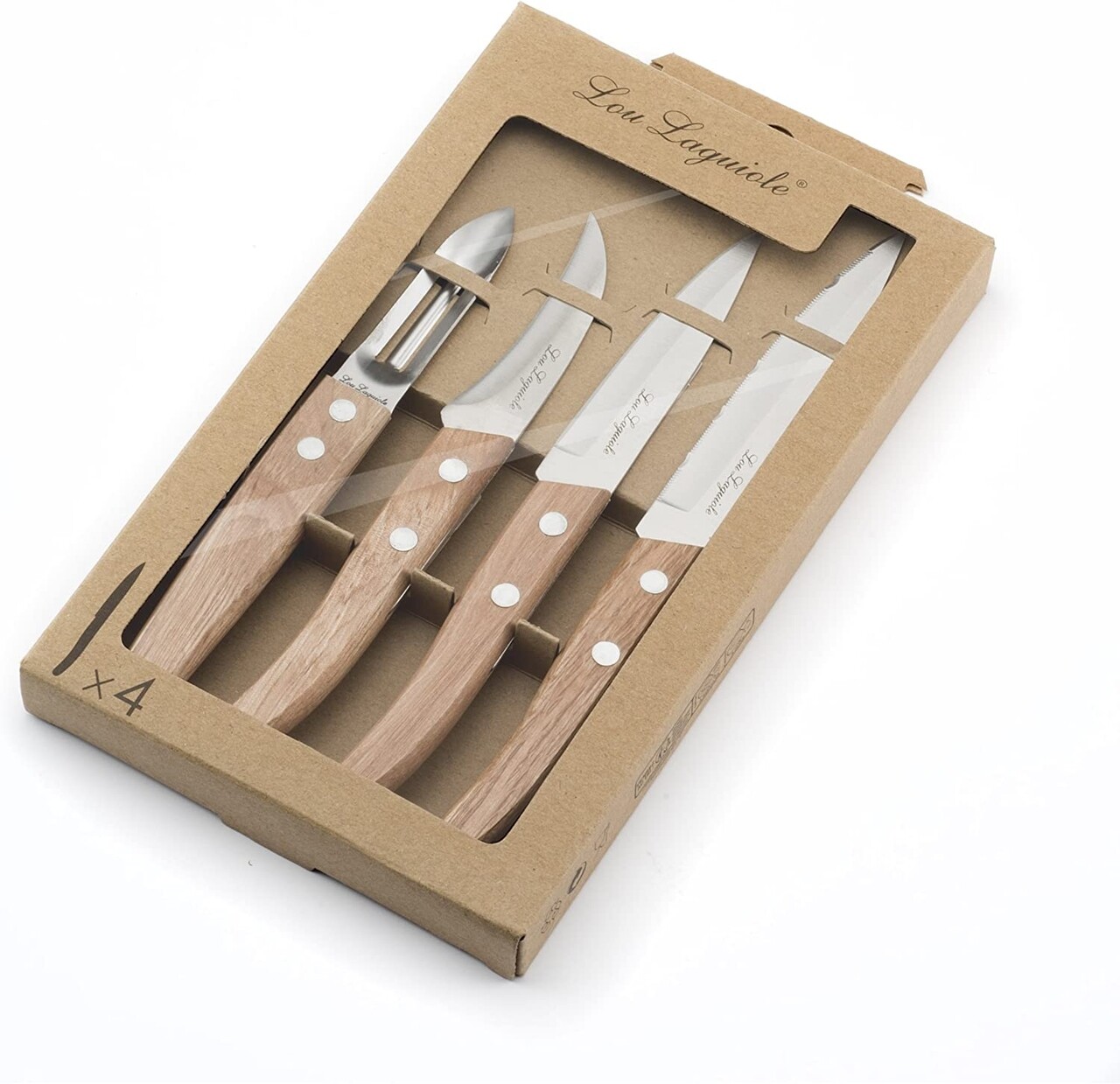 Set 4 Cutite Esentiale, Lou Laguiole, Essentials Forest, Inox/lemn