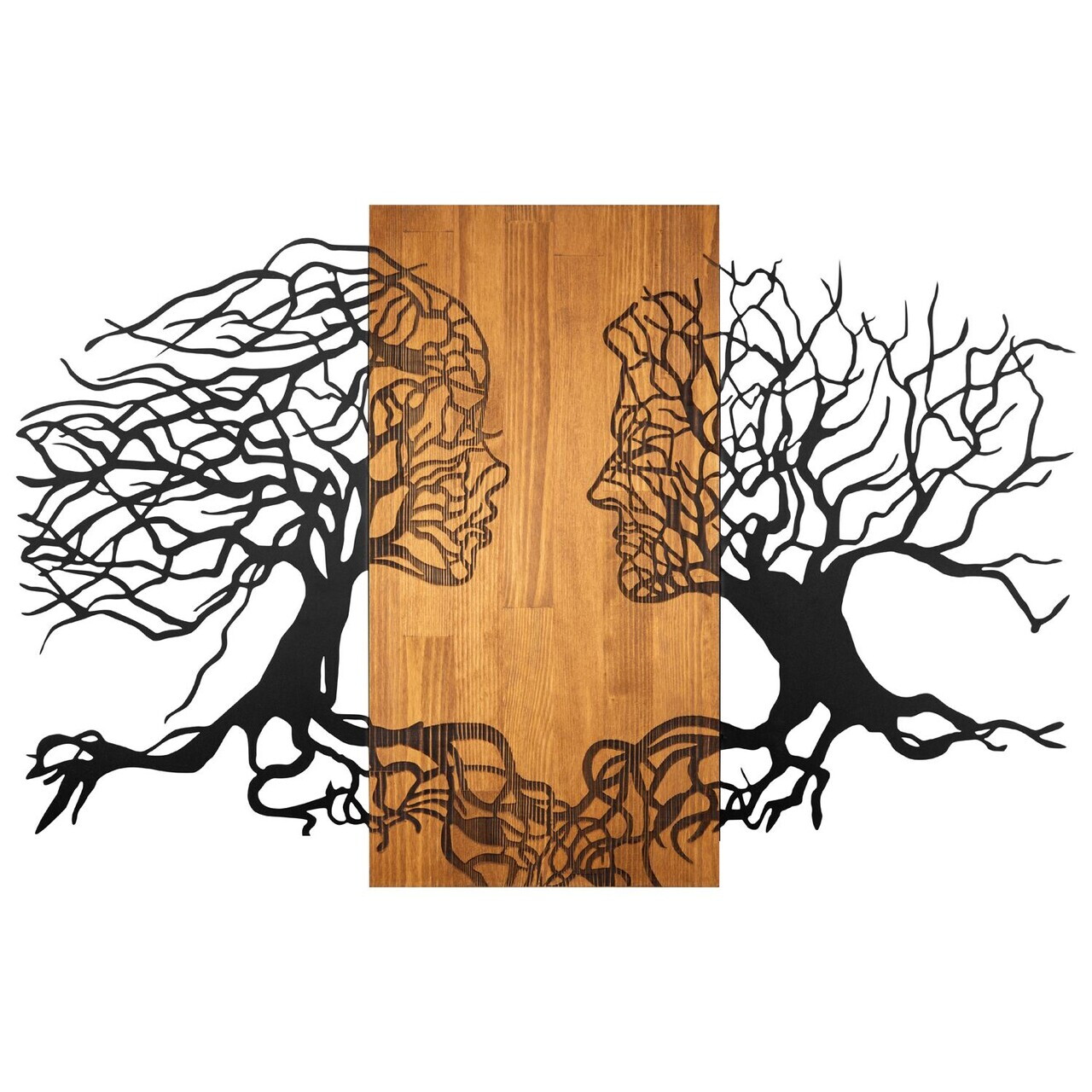 Decoratiune de perete, Murmure des Feuilles -1, Metal, Rama din lemn (grosime 3 cm), Nuc negru — imaginea 6