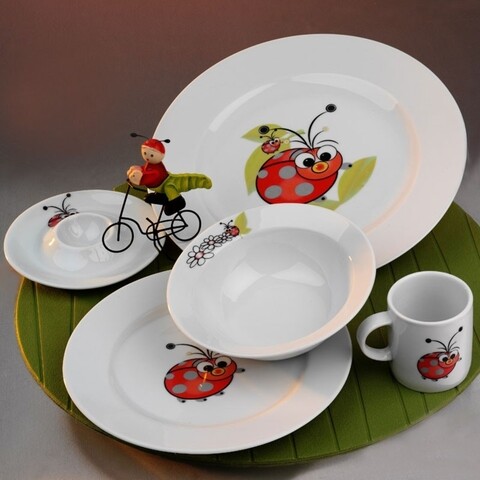 Set de masa pentru copii Kutahya Porselen, CRN05MT9016270, 5 piese, portelan, multicolor