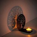 Suport lumanare, Tree Of Life, Metal, Grosime: 1 mm, Negru