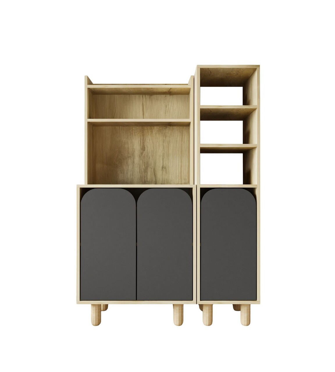 Dulap multifunctional, Hanah Home, Parma 3, 105x155x40 cm, PAL, Stejar safir / Antracit - view 4