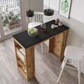 Masa pentru bar, Locelso, ST1 - LA, 120 x 101.8 x 51.6 cm, pal melaminat,  pin/negru