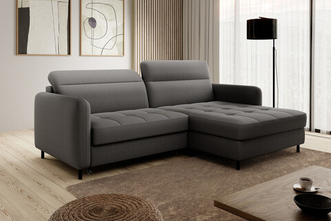 Coltar extensibil dreapta 3 locuri ELTAP, RT-06MAN, Gomsi, 228x165x100 cm, lemn/poliester, gri inchis
