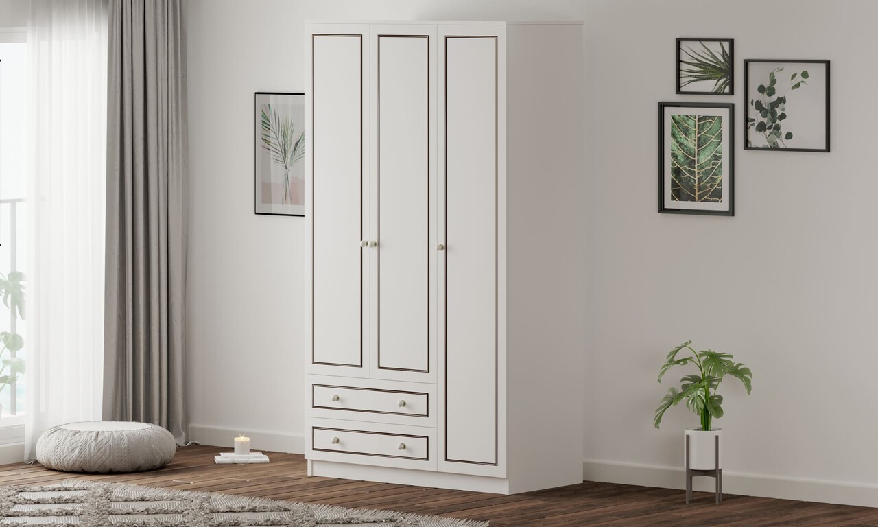 Dulap pentru haine, Rabi, Rb-093-01, 105x180x52 cm, Alb mat