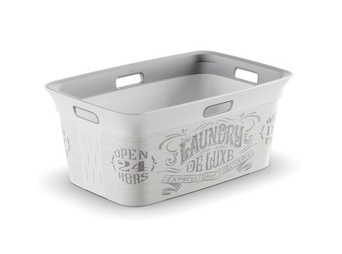 Cos de rufe, Kis, Chic Laundry, 45 L, plastic, alb/gri