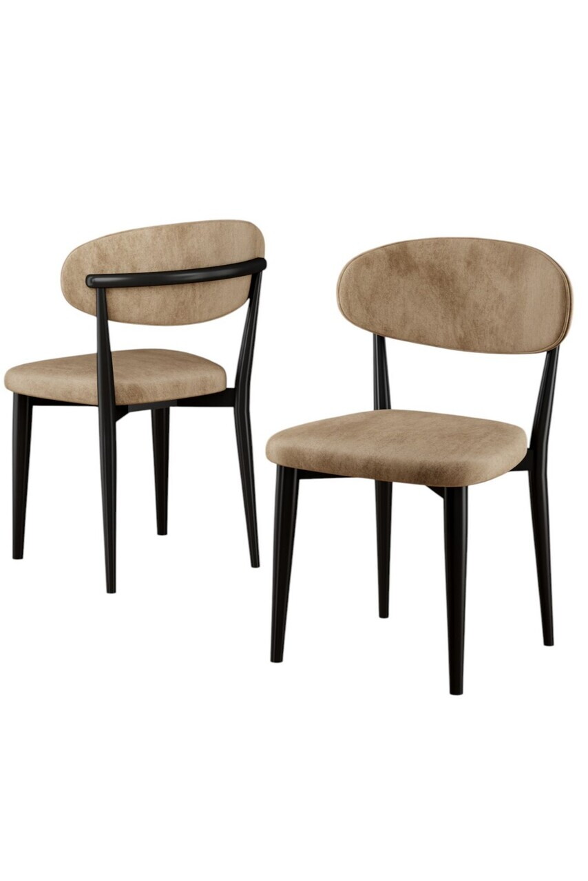 Set scaune 2 piese, Hanah Home, Onex, Cappuccino / Negru — imaginea 2