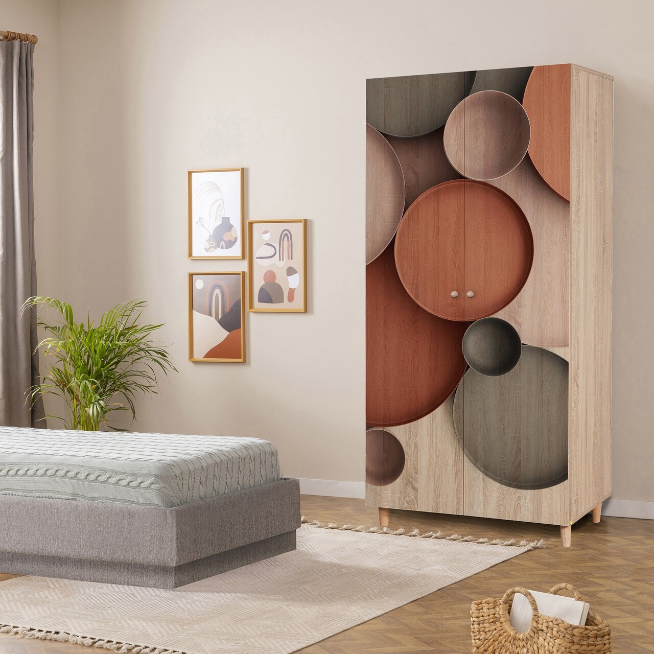 Dulap pentru haine, Vella, Lidya 2 -976, 90x192x52 cm, PAL, Sonomo