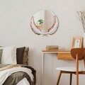 Oglinda decorativa, Palm Mirror L, Metal, Dimensiune: 59 x 57 cm, Maro/Alb