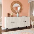 Consola, Hanah Home, Sherifa 150, 150x75x32 cm, Alb / Travertin