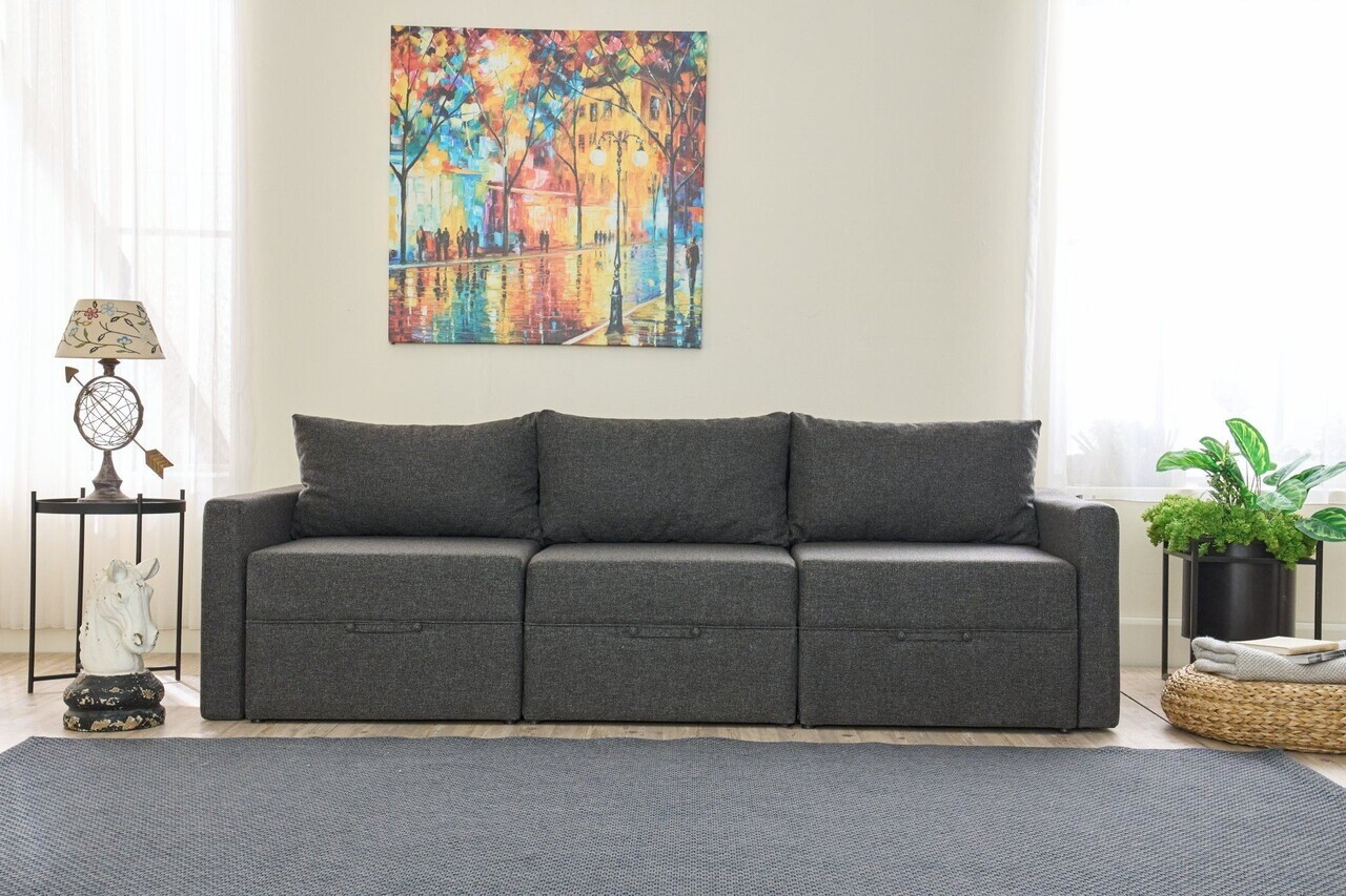 Canapea extensibila 3 locuri, Atelier del Sofa, 613LFS1128, Antracit — imaginea 2
