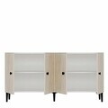 Consola, Hanah Home, Sherifa 150, 150x75x32 cm, Alb / Travertin