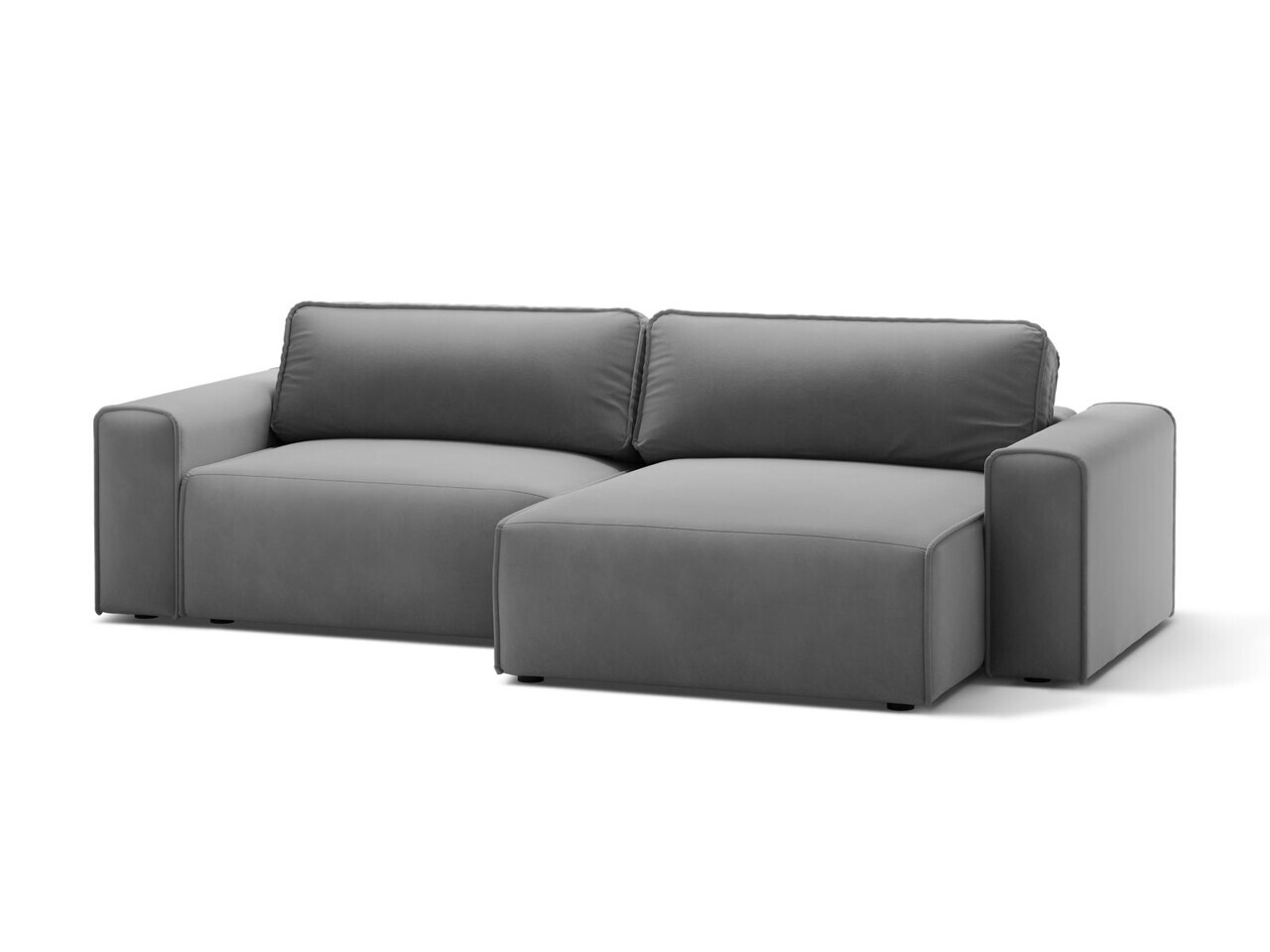 Coltar extensibil dreapta 3 locuri, Victor, Micadoni Home, 246x148x83 cm, catifea, gri — imaginea 2
