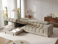 Coltar extensibil dreapta 3 locuri ELTAP, LT-18AU, Felro, 285x181x93 cm, lemn/poliester, bej inchis